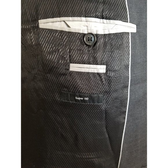 HUGO BOSS 42S MENS SPORT COAT WINDOWPANE SUPER 110 CHARCOAL GRAY TWO-BUTTON S329 - Picture 7 of 9